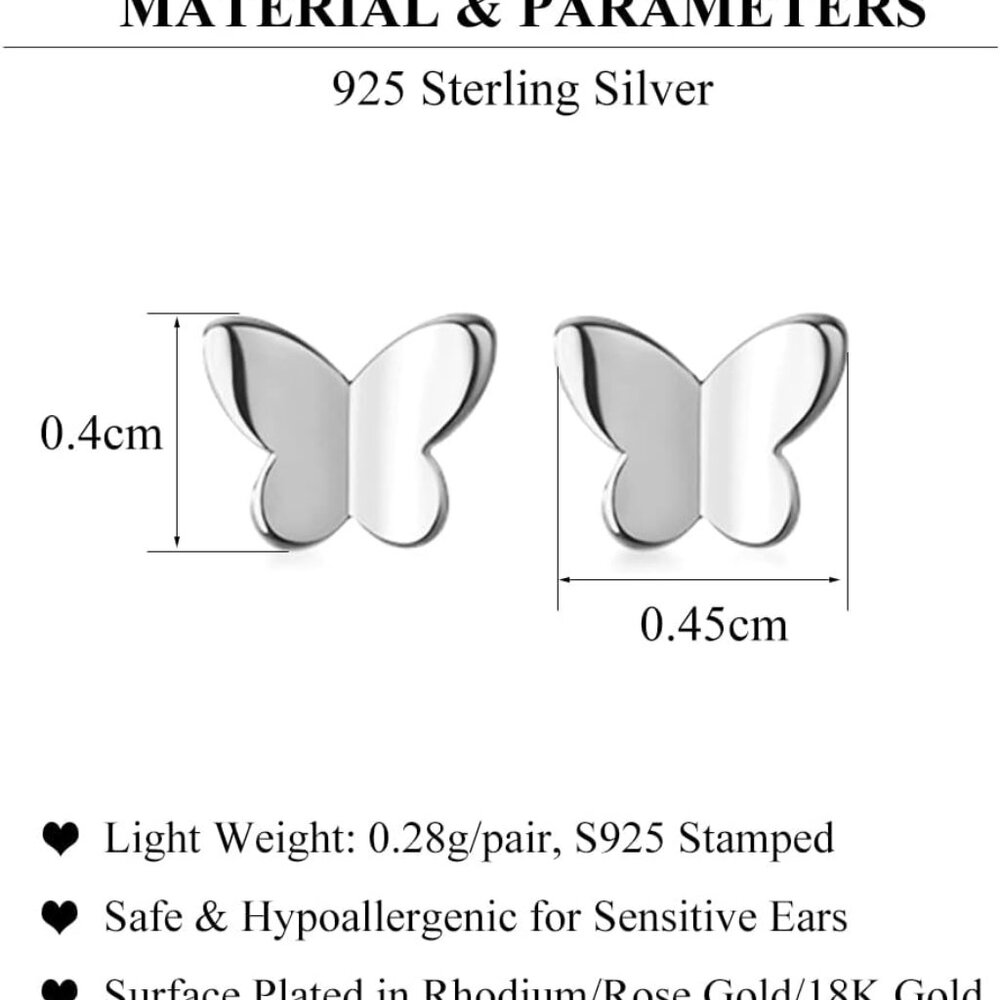 Solid 925 Sterling Silver Tiny Butterfly Earrings… - image 7